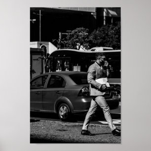 Captown Monochrome Cityscape Street Lifestyle Poster