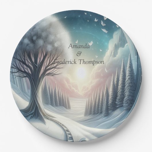 Capture Art Winter Scene & Snow and Ice Crystals Pappteller (Vorderseite)