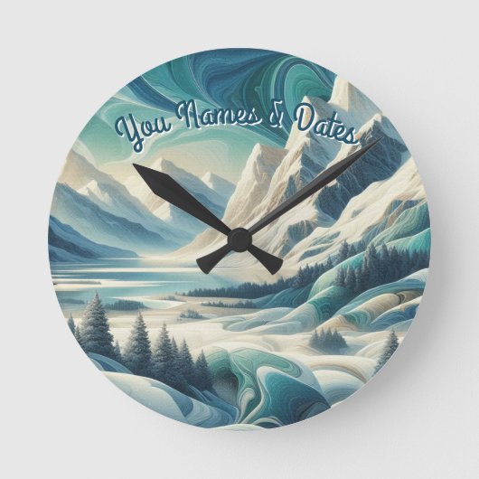 Capture Art Winter Scene & Snow and Ice Crystals Runde Wanduhr (Vorderseite)