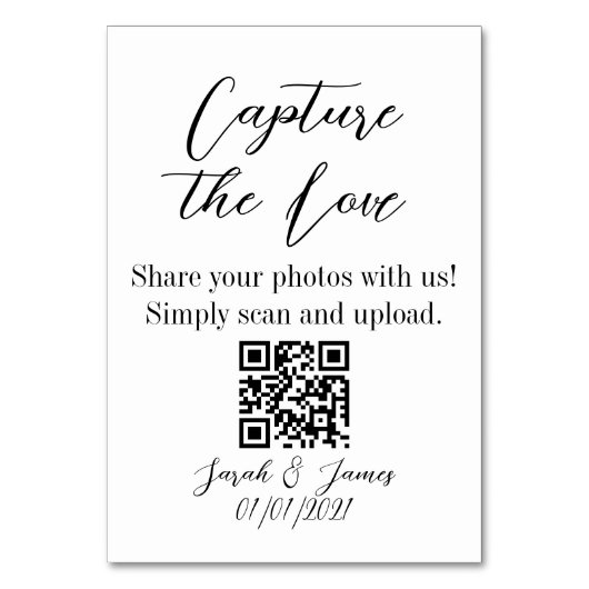 Capture des QR-Zeichen für die Liebe beim Hochzeit Tischnummer (Vorderseite)