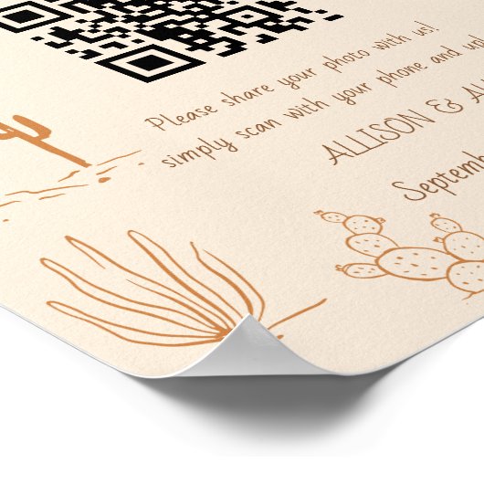 Capture Liebe QR Code Western Cowboy Stiefel Hochz Poster (Ecke)