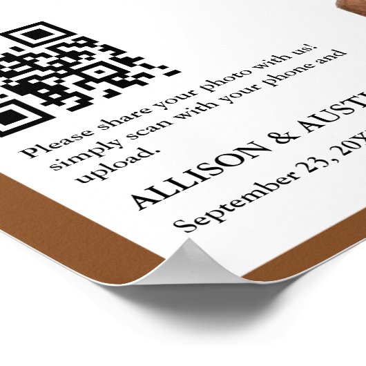 Capture Liebe QR Code Western Cowboy Stiefel Hochz Poster (Ecke)