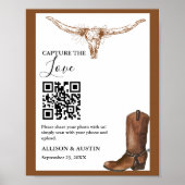 Capture Liebe QR Code Western Cowboy Stiefel Hochz Poster (Vorne)