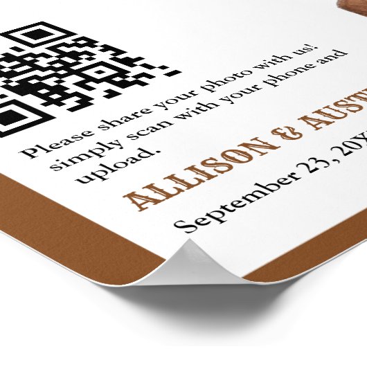 Capture Liebe QR Code Western Cowboy Stiefel Hochz Poster (Ecke)