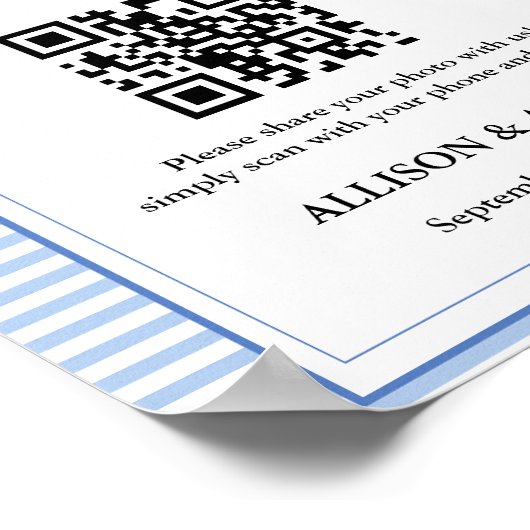 Capture Liebe QR CodeDusty Blue Hochzeit Poster (Ecke)