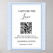 Capture Liebe QR CodeDusty Blue Hochzeit Poster (Vorne)