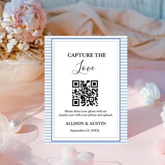Capture Liebe QR CodeDusty Blue Hochzeit Sockelschild