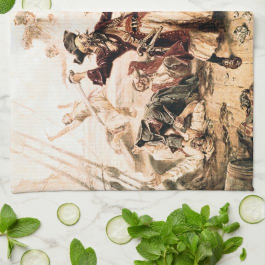 Capture, Pirate Blackbeard, Königin Anne's Rache Geschirrtuch (Gefaltet)