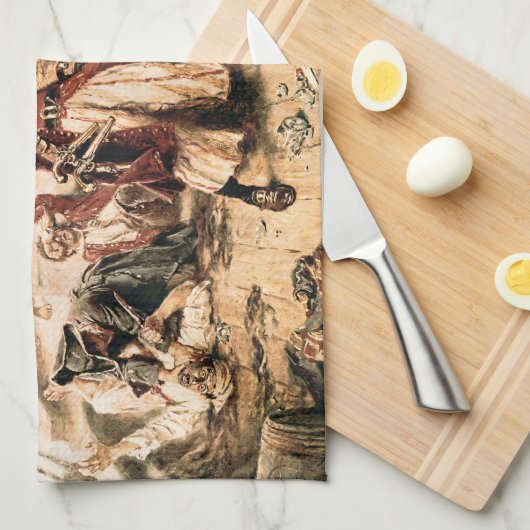 Capture, Pirate Blackbeard, Königin Anne's Rache Geschirrtuch (Viertel Falte)