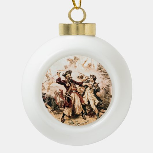Capture, Pirate Blackbeard, Königin Anne's Rache Keramik Kugel-Ornament (Vorderseite)