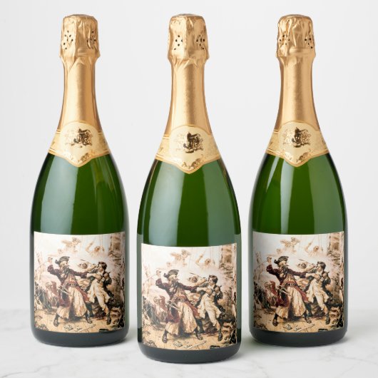 Capture, Pirate Blackbeard, Königin Anne's Rache Schaumweinetikett (Flaschen)