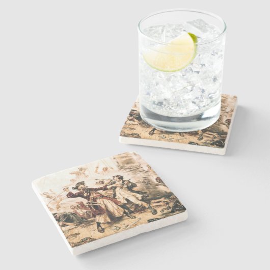 Capture, Pirate Blackbeard, Königin Anne's Rache Steinuntersetzer (Seitenansicht)