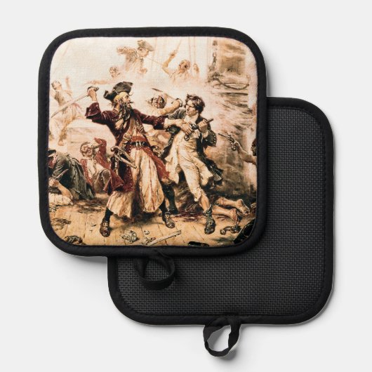 Capture, Pirate Blackbeard, Königin Anne's Rache Topflappen (Vorderseite/Rückseite)