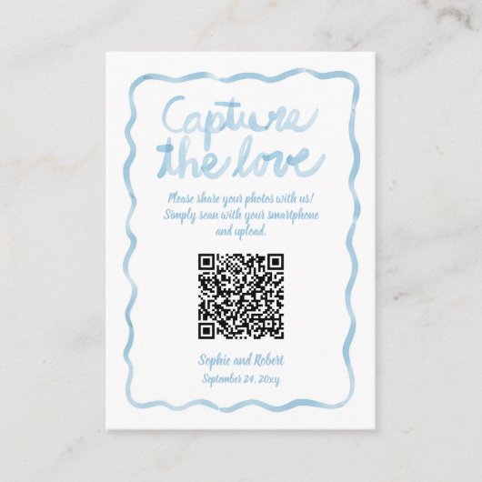 Capture Share-Fotos QR-Code Wavy Blue Frame Begleitkarte (Vorderseite)