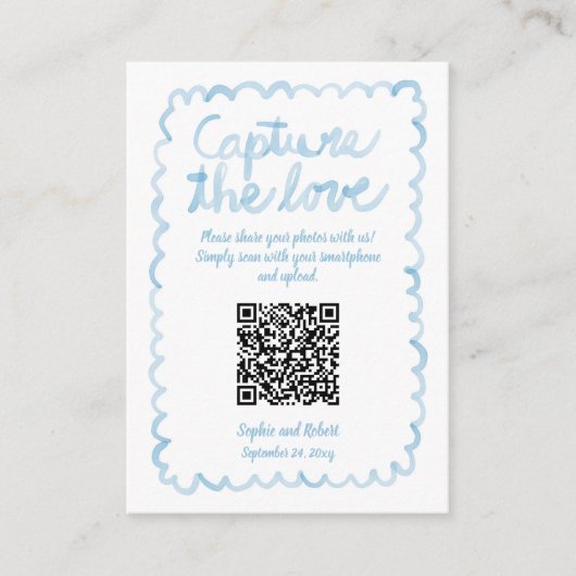 Capture Share-Fotos QR-Code Whimsical Blue Frame Begleitkarte (Vorderseite)