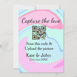 Capture the Liebe add QR Scan marmorfarben blau mi Feiertagskarte