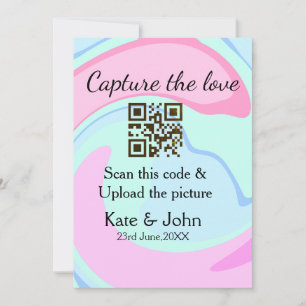 Capture the Liebe add QR Scan marmorfarben blau mi Feiertagskarte
