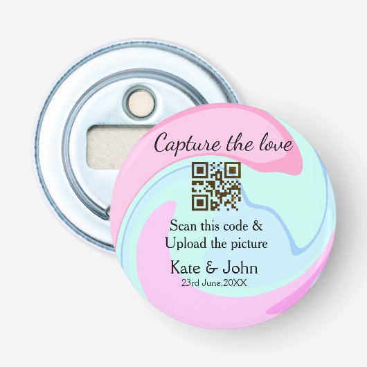 Capture the Liebe add QR Scan marmorfarben blau mi Flaschenöffner (Vorderseite)