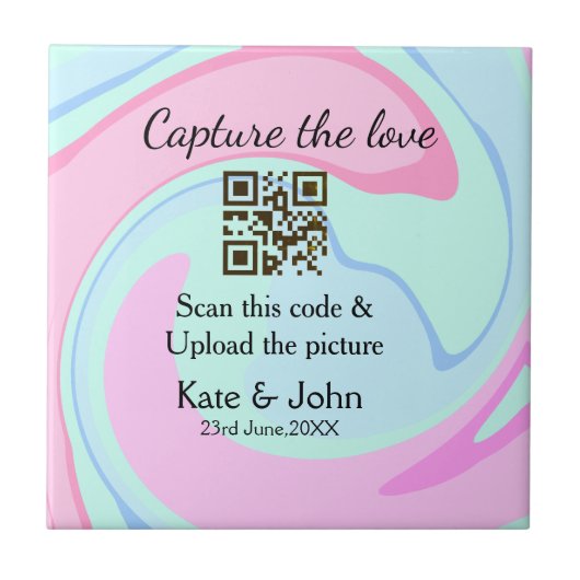 Capture the Liebe add QR Scan marmorfarben blau mi Fliese (Vorderseite)