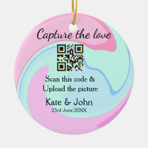 Capture the Liebe add QR Scan marmorfarben blau mi Keramik Ornament