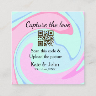 Capture the Liebe add QR Scan marmorfarben blau mi Quadratische Visitenkarte