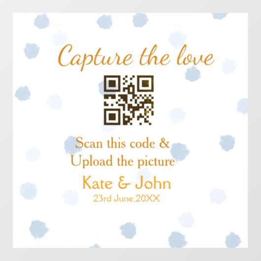 Capture the Liebe add QR scan upload image blue Fensteraufkleber (Blatt)