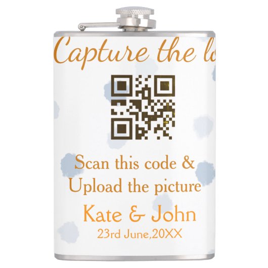 Capture the Liebe add QR scan upload image blue Flachmann (Vorderseite)