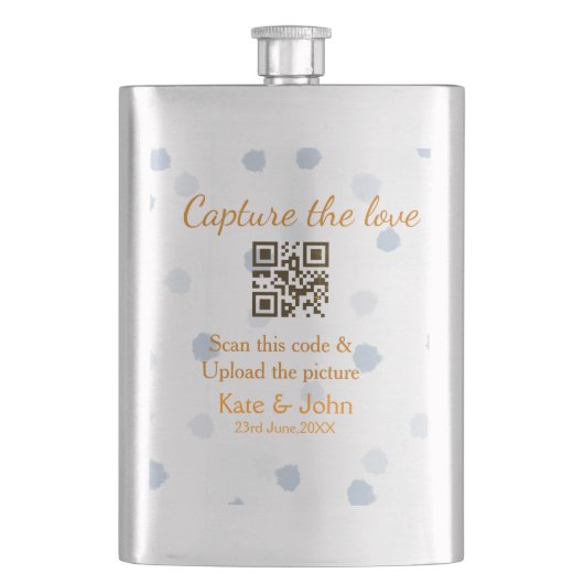 Capture the Liebe add QR scan upload image blue Flachmann (Vorderseite)