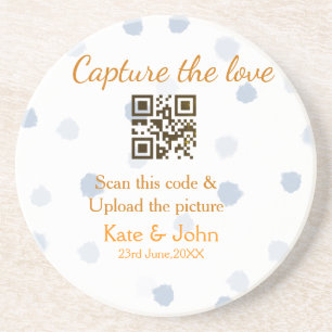 Capture the Liebe add QR scan upload image blue Getränkeuntersetzer