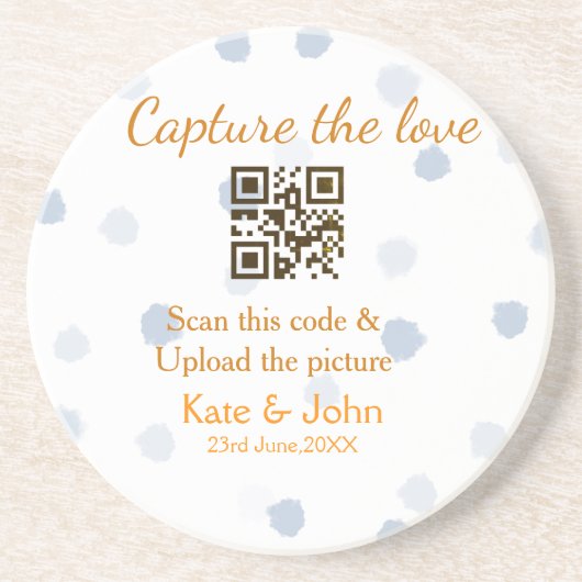 Capture the Liebe add QR scan upload image blue Getränkeuntersetzer (Vorne)