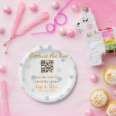Capture the Liebe add QR scan upload image blue Pappteller (Party)
