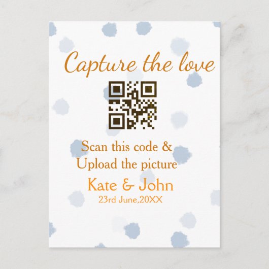 Capture the Liebe add QR scan upload image blue Postkarte (Vorderseite)