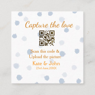 Capture the Liebe add QR scan upload image blue Quadratische Visitenkarte