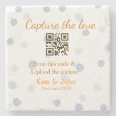 Capture the Liebe add QR scan upload image blue Steinuntersetzer (Vorderseite)