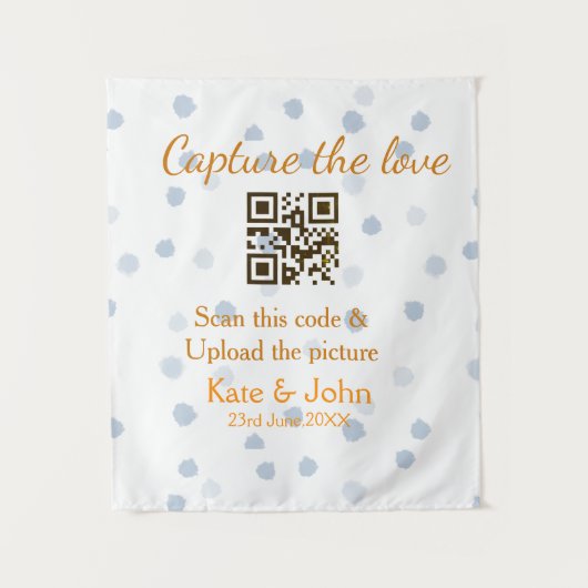 Capture the Liebe add QR scan upload image blue Wandteppich (Vorderseite)
