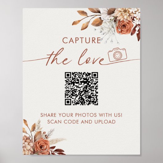 Capture the Liebe Boho Brautparty QR Code Poster (Vorne)