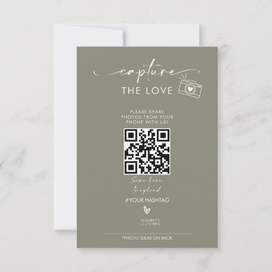 Capture the Liebe Foto I Spy Wedding Game Menu RSVP Karte (Vorderseite)