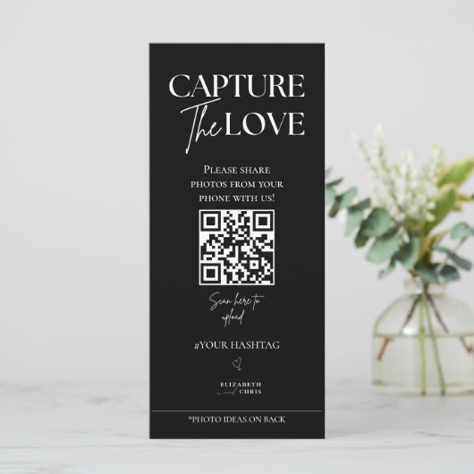 Capture the Liebe Foto I Spy Wedding Game Sage Menükarte (Stehend Vorderseite)