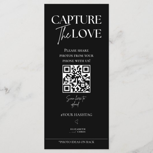 Capture the Liebe Foto I Spy Wedding Game Sage Menükarte (Vorderseite)