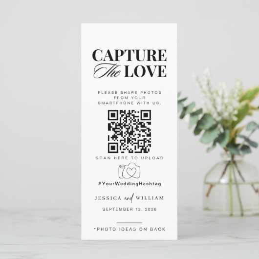 Capture the Liebe Foto I Spy Wedding Game Sage Menükarte (Stehend Vorderseite)