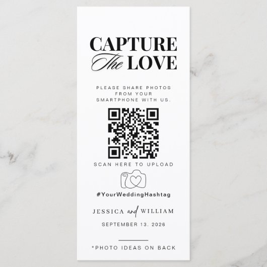 Capture the Liebe Foto I Spy Wedding Game Sage Menükarte (Vorderseite)