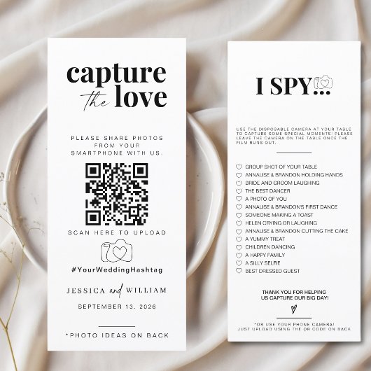 Capture the Liebe Foto I Spy Wedding Game Sage Menükarte