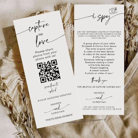 Capture the Liebe Foto I Spy Wedding Game Sage Menükarte