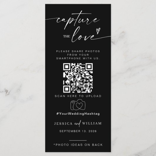 Capture the Liebe Foto I Spy Wedding Game Sage Menükarte (Vorderseite)