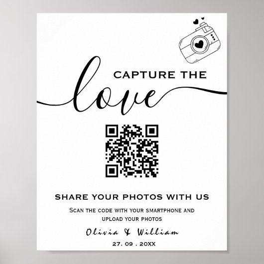 Capture the Liebe Foto QR Code Moderne Hochzeit Poster (Vorne)
