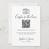 Capture the Liebe Foto Share QR Code Wedding Sign Einladung (Vorderseite)