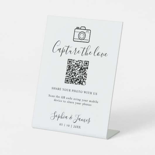 Capture the Liebe Foto Share QR Code Wedding Sign Sockelschild (Vorderseite)