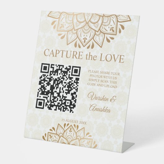 Capture the Liebe Foto Sharing qr golden mandala Sockelschild (Vorderseite)