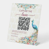Capture the Liebe Foto Sharing qr Pfau Sockelschild (Vorderseite)