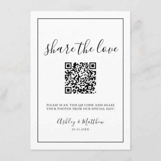 Capture the Liebe Guest Wedding Foto QR Code Begleitkarte (Vorderseite)